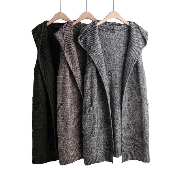 vests 2021 women outwear knitted vest hooded autumn winter waistcoat long solid open stitch sleeveless cardigan female vests sweater, Black;white
vests 2021 women outwear knitted vest hooded autumn winter waistcoat long solid open stitch sleeveless cardigan female vests sweater, Black;white