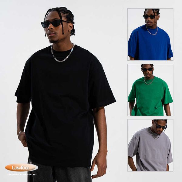 men and women t-shirtslawfoo china-chic brand men's wear solid shaung 230g short sleeve loose foundation t-shirt men, White;black
men and women t-shirtslawfoo china-chic brand men's wear solid shaung 230g short sleeve loose foundation t-shirt men, White;black