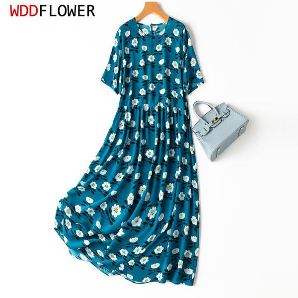 dresses women 100% mulberry silk midi dress turquoise blue floral printed crew neck short sleeve loose type long dress big hem mm775, Black;gray
dresses women 100% mulberry silk midi dress turquoise blue floral printed crew neck short sleeve loose type long dress big hem mm775, Black;gray
