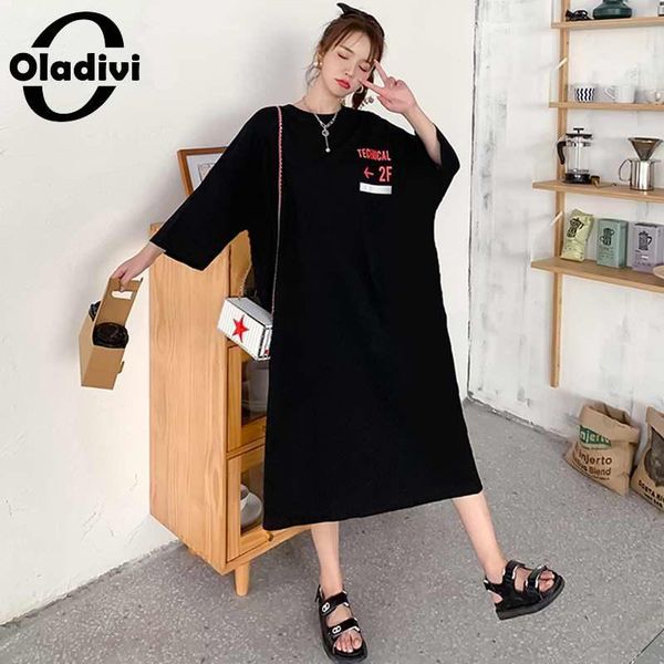 dresses oladivi oversized comfortable cotton t shirt dresses women spring summer print long tunic casual robe vestidio good quality, Black;gray
dresses oladivi oversized comfortable cotton t shirt dresses women spring summer print long tunic casual robe vestidio good quality, Black;gray