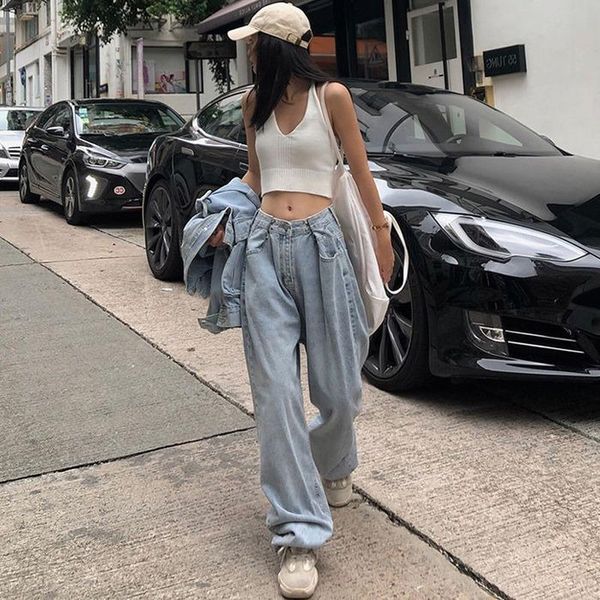 jeans women jean adjustable waist high street washed wideleg full length loose bf trousers harajuku pockets students lady button, Blue
jeans women jean adjustable waist high street washed wideleg full length loose bf trousers harajuku pockets students lady button, Blue