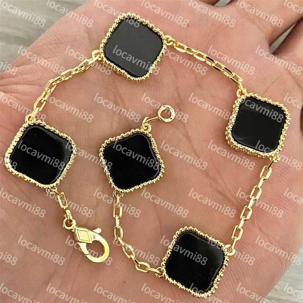 fashion classic 4 four leaf clover charm bracelets bangle chain 18k gold agate shell valentine's day for women girl wedding j264i, Golden;silver 
fashion classic 4 four leaf clover charm bracelets bangle chain 18k gold agate shell valentine's day for women girl wedding j264i, Golden;silver