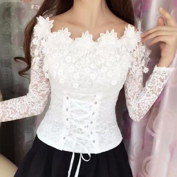 dress 2022 new slash neck long sleeves women club lace solid short fashion slim shirts off shoulder crop slim fit blouse, White
dress 2022 new slash neck long sleeves women club lace solid short fashion slim shirts off shoulder crop slim fit blouse, White