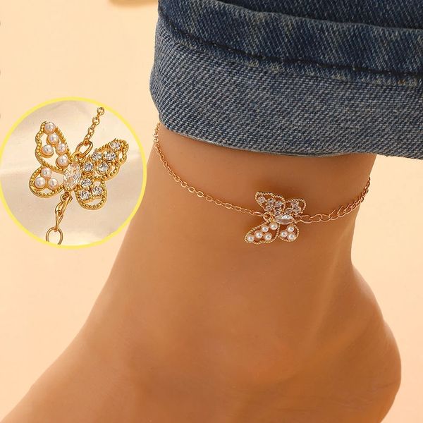 metal geometric hollowed out butterfly anklet elegant pearl crystal foot chain women summer beach jewelry leg bangles, Red;blue
metal geometric hollowed out butterfly anklet elegant pearl crystal foot chain women summer beach jewelry leg bangles, Red;blue