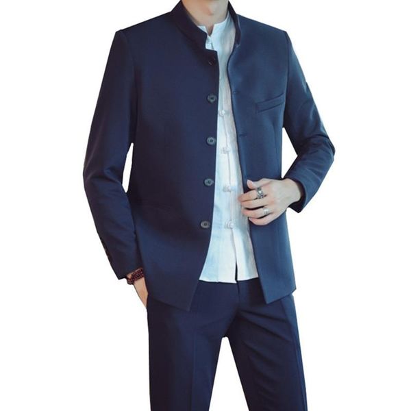 blazers suit pants 2 pcs set / 2022 fashion new men's casual boutique chinese style stand collar blazers jacket trousers, White;black
blazers suit pants 2 pcs set / 2022 fashion new men's casual boutique chinese style stand collar blazers jacket trousers, White;black