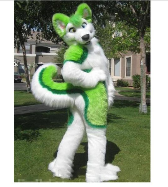 green husky fursuit mascot costume plush size cartoon fancy dress costume for halloween party event, Red;yellow
green husky fursuit mascot costume plush size cartoon fancy dress costume for halloween party event, Red;yellow