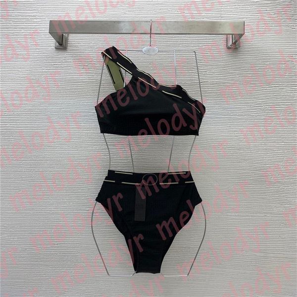 women two piece swimwear one shoulder swimsuit designer beach bathing suit classic printed bikini set296y, Black
women two piece swimwear one shoulder swimsuit designer beach bathing suit classic printed bikini set296y, Black