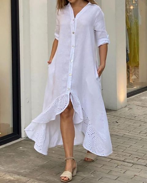 dresses dresses for women 2023 spring fashion eyelet embroidery ruffles dip hem casual turndown collar plain daily shirt dress, Black;gray
dresses dresses for women 2023 spring fashion eyelet embroidery ruffles dip hem casual turndown collar plain daily shirt dress, Black;gray