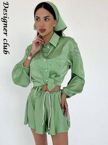 dress women satin shorts two pieces sets 2022 silky lapel shirts lantern sleeve lace up summer outfit drawstring wide shorts suits, White
dress women satin shorts two pieces sets 2022 silky lapel shirts lantern sleeve lace up summer outfit drawstring wide shorts suits, White