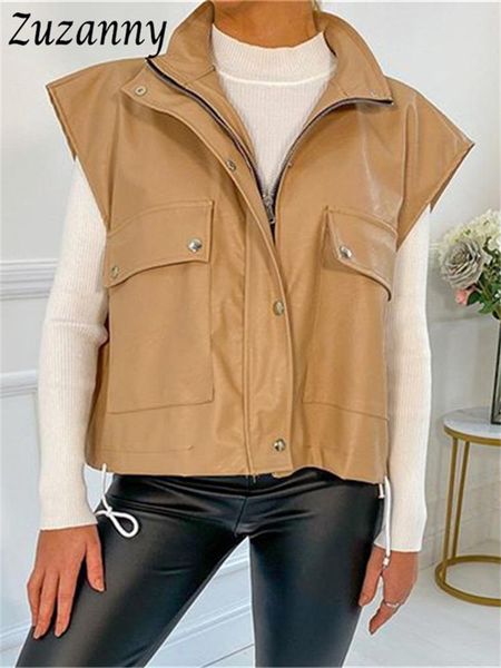 jackets zuzanny sleeveless faux leather jackets women autumn winter fashion pockets zipper pu vest coat jackets 2022 fashion streetwear, Black;brown
jackets zuzanny sleeveless faux leather jackets women autumn winter fashion pockets zipper pu vest coat jackets 2022 fashion streetwear, Black;brown