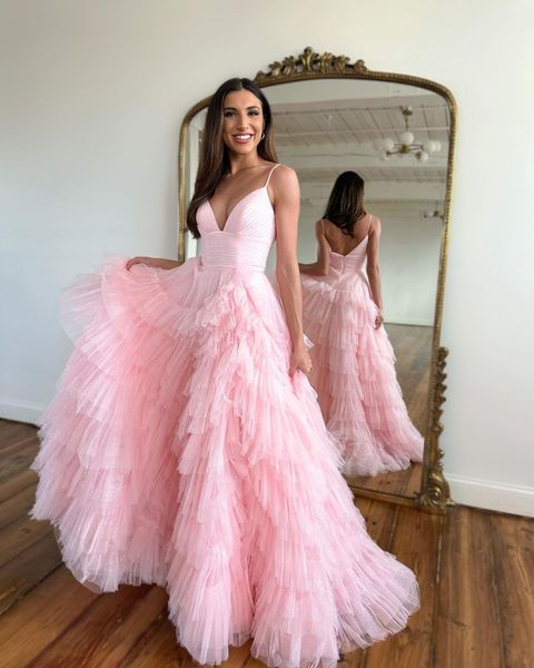 straps pink prom dresses tiered skirt zipper back sleeveless party evening dress a line long special occasion dress, Black
straps pink prom dresses tiered skirt zipper back sleeveless party evening dress a line long special occasion dress, Black