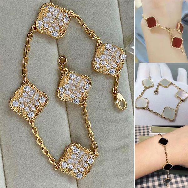 luxury designer bracelets clover bracelet charm elegant classic fashion 18k agate shell holiday wedding couple jewelry gift gold s192r, Golden;silver
luxury designer bracelets clover bracelet charm elegant classic fashion 18k agate shell holiday wedding couple jewelry gift gold s192r, Golden;silver