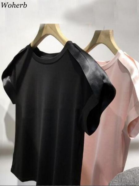 t-shirt woherb summer solid short sleeve tshirt women korean chic thin basic all match tee shirts femme elegant fashion loose lady, White
t-shirt woherb summer solid short sleeve tshirt women korean chic thin basic all match tee shirts femme elegant fashion loose lady, White