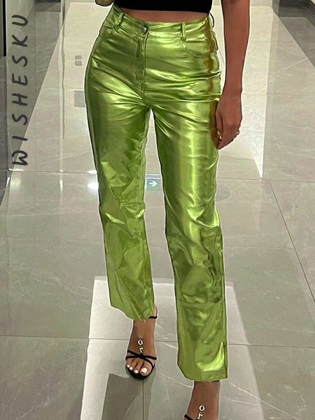 women's pants capris women metallic straight-leg pu pants za sparkling high waist trousers streetwear clubwear costumes spring fall 230, Black;white
women's pants capris women metallic straight-leg pu pants za sparkling high waist trousers streetwear clubwear costumes spring fall 230, Black;white
