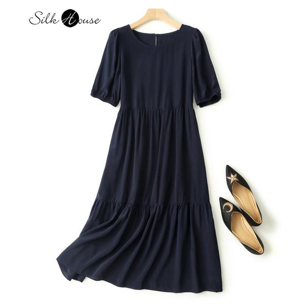 dresses summer silk cake skirt women's middle long round neck bubble sleeve loose and thin 100%natural mulberry silk dress, Black;gray
dresses summer silk cake skirt women's middle long round neck bubble sleeve loose and thin 100%natural mulberry silk dress, Black;gray