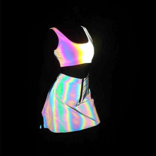 dress high waist aline skirts+bra women colorful reflective 2 piece set night club reflect light mini clothing vestido feminino, White
dress high waist aline skirts+bra women colorful reflective 2 piece set night club reflect light mini clothing vestido feminino, White