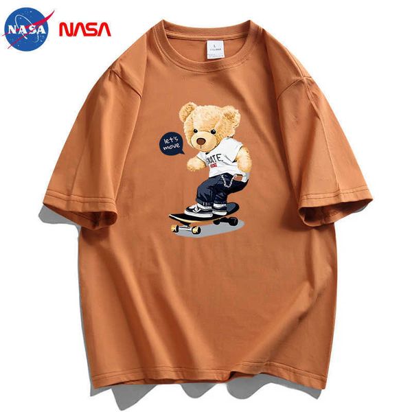 men and women t-shirtsskateboard bear short sleeve t-shirt men's and women's fashion versatile casual summer new loose couple wear, White;black
men and women t-shirtsskateboard bear short sleeve t-shirt men's and women's fashion versatile casual summer new loose couple wear, White;black
