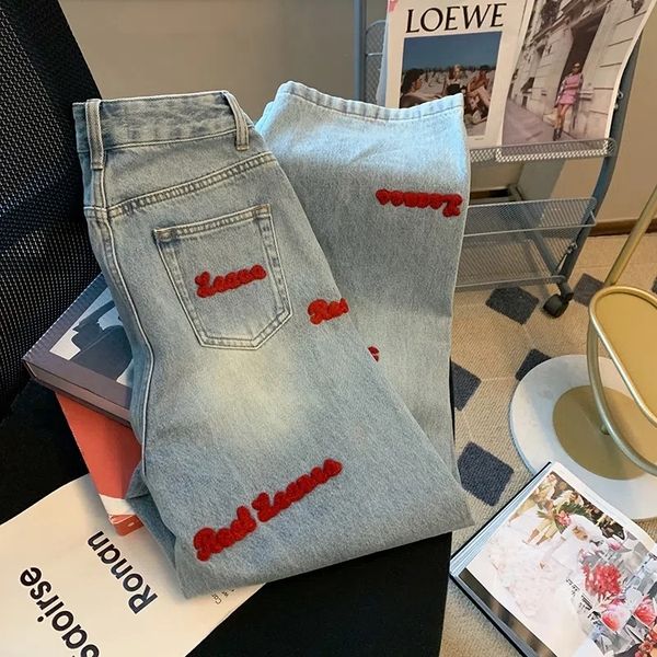 women's jeans 2023 trend trousers streetwear letter embroidery woman high waist y2k straight baggy pants korean fashion women's 23, Blue
women's jeans 2023 trend trousers streetwear letter embroidery woman high waist y2k straight baggy pants korean fashion women's 23, Blue