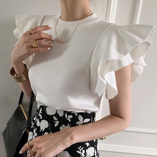 t-shirt chic double layer ruffled flying sleeves t shirt women korean fashion solid o neck elegant temperament simple t shirts, White
t-shirt chic double layer ruffled flying sleeves t shirt women korean fashion solid o neck elegant temperament simple t shirts, White