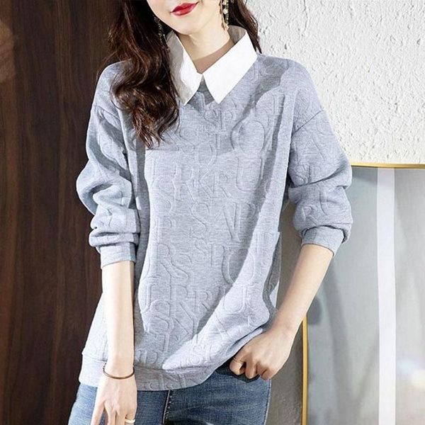 dress fashion lapel spliced loose korean fake two pieces blouse women clothing 2022 autumn new casual pullovers allmatch shirt, White
dress fashion lapel spliced loose korean fake two pieces blouse women clothing 2022 autumn new casual pullovers allmatch shirt, White