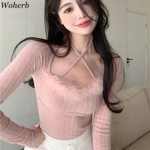 t-shirt woherb elastic fur u neck sweater women knit pullover long sleeve korean skinny halter jumper basic sweater 2022, White
t-shirt woherb elastic fur u neck sweater women knit pullover long sleeve korean skinny halter jumper basic sweater 2022, White