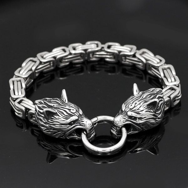 beaded men's stainless steel viking wolf head bracelet back shape emperor personality jewelry gift 230422, Black
beaded men's stainless steel viking wolf head bracelet back shape emperor personality jewelry gift 230422, Black