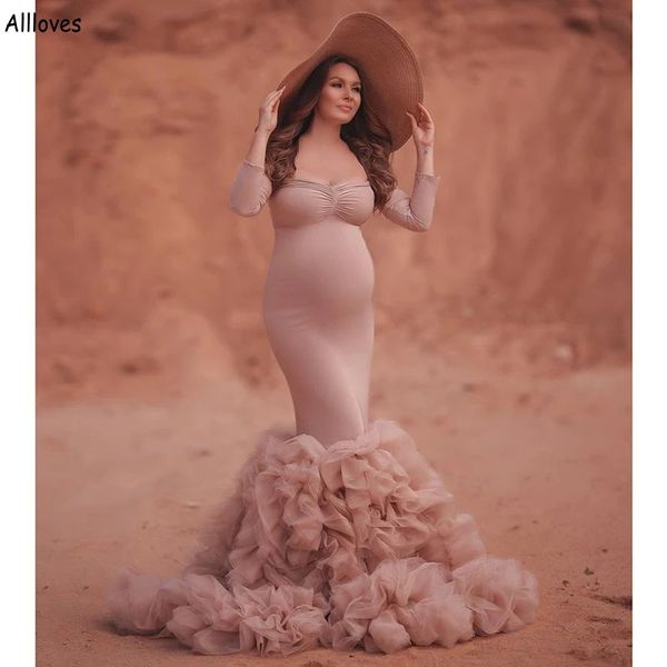 gorgeous ruffles long sleeves formal evening dresses for pregnant women off the shoulder long mermaid robes tulle maternity gowns for pshoot, Black;red
gorgeous ruffles long sleeves formal evening dresses for pregnant women off the shoulder long mermaid robes tulle maternity gowns for pshoot, Black;red