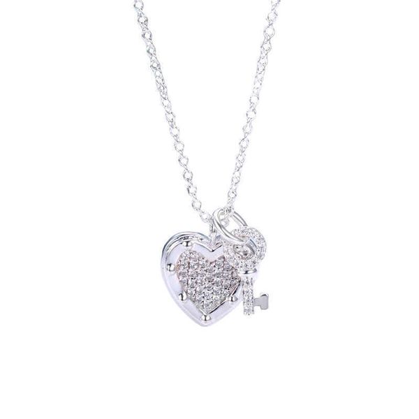 designertiffy same full diamond heart necklace female fashion key small lock head love pendant collar, Black
designertiffy same full diamond heart necklace female fashion key small lock head love pendant collar, Black
