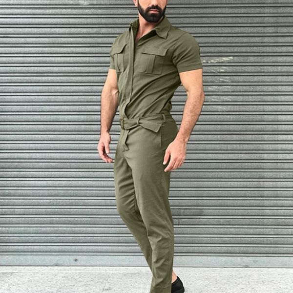 pants men's spring and summer solid color shortsleeved jumpsuit tooling laceup zipper rompers jogging pants with pockets, Black
pants men's spring and summer solid color shortsleeved jumpsuit tooling laceup zipper rompers jogging pants with pockets, Black