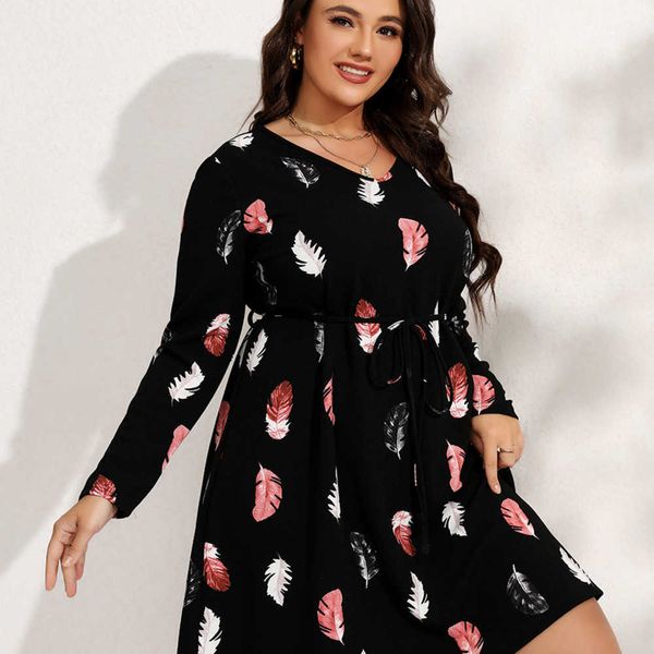 finjani women's dress plus size feather print belted fashion party es v-neck high-stretch spring and autumn new 230423, Black;gray
finjani women's dress plus size feather print belted fashion party es v-neck high-stretch spring and autumn new 230423, Black;gray