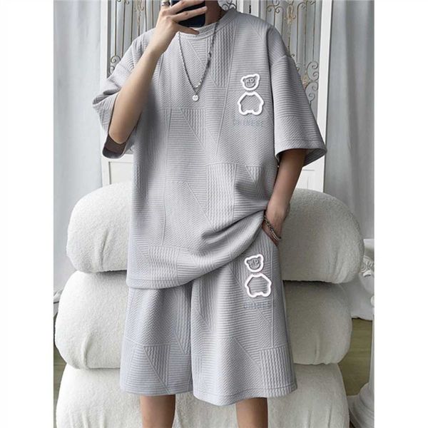 men's tracksuits waffle casual for youth oversized men's summer sports short sleeved t-shirt shorts set{category}, Gray
men's tracksuits waffle casual for youth oversized men's summer sports short sleeved t-shirt shorts set{category}, Gray