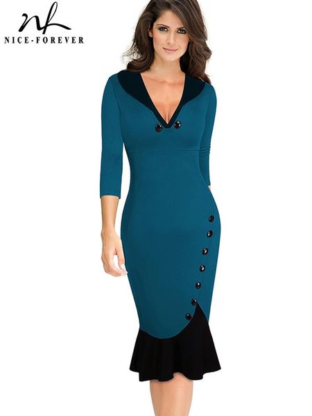 dresses niceforever vintage contrast color patchwork elegant mermaid dresses business formal work bodycon wiggle women dress gb27, Black;gray
dresses niceforever vintage contrast color patchwork elegant mermaid dresses business formal work bodycon wiggle women dress gb27, Black;gray