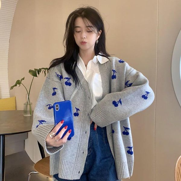 sweaters lazy wind vneck knitted cardigan spring korean version 2022 new small loose longsleeved sweater coat women's fashion allmatch, White;black
sweaters lazy wind vneck knitted cardigan spring korean version 2022 new small loose longsleeved sweater coat women's fashion allmatch, White;black