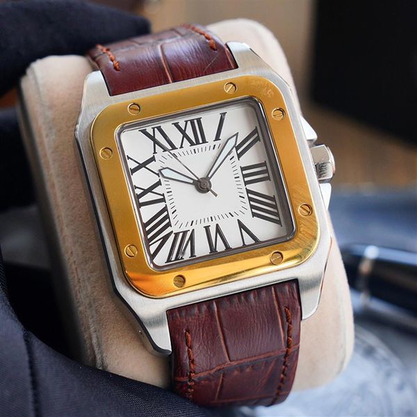 luxury men's watches montre de luxe sports leisure watch 40mm automatic mechanical leather strap square stainless steel dial 2602, Slivery;brown
luxury men's watches montre de luxe sports leisure watch 40mm automatic mechanical leather strap square stainless steel dial 2602, Slivery;brown