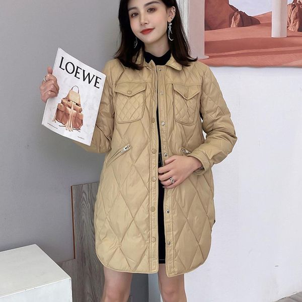 leather 2022 winter new women's midlength white duck down filling fashion lapel diamond lattice european loose large size down jacket, Black
leather 2022 winter new women's midlength white duck down filling fashion lapel diamond lattice european loose large size down jacket, Black