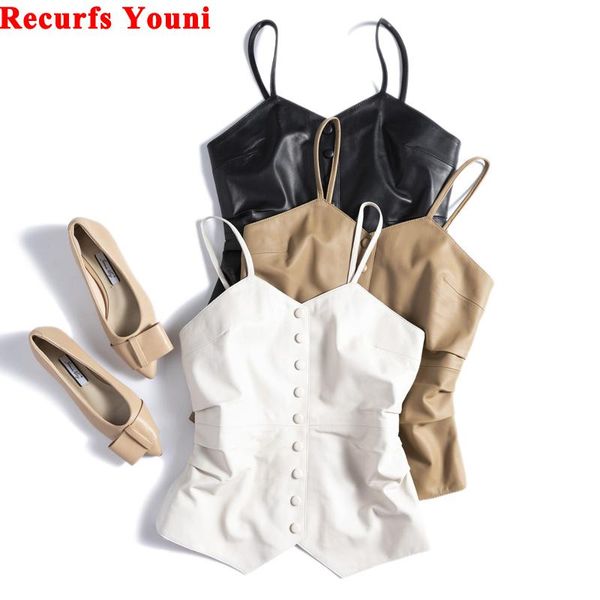 vests genuine leather crop women ladies summer fashionable slim fit sling mujer pleated folded thin white vetement femme, Black;white
vests genuine leather crop women ladies summer fashionable slim fit sling mujer pleated folded thin white vetement femme, Black;white