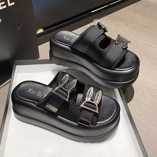 platform slippers women's summer outdoor comfortable casual personality non-slip shopping play beach sandals, Black
platform slippers women's summer outdoor comfortable casual personality non-slip shopping play beach sandals, Black