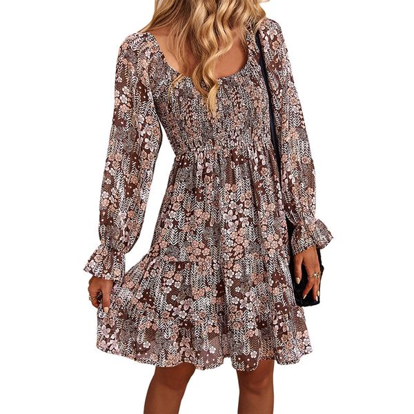 square neck backless a-line mini casual dress pullover puff long sleeves elastic ruches chest high waist loose floral printed panelled vinta, Black;gray
square neck backless a-line mini casual dress pullover puff long sleeves elastic ruches chest high waist loose floral printed panelled vinta, Black;gray