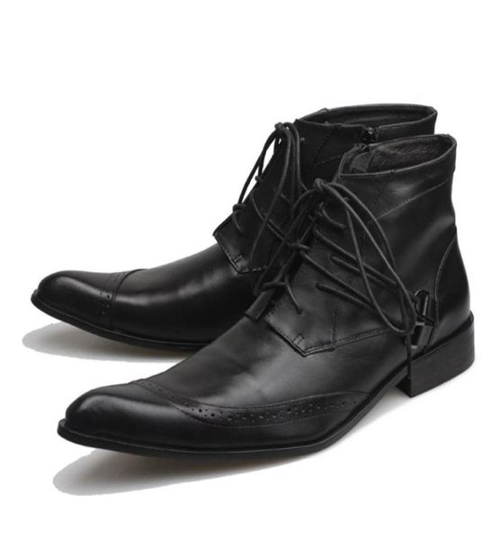 men leather boots black autumn winter pointed toe laceup botas hombre fashion designer039s ankle boots sapatos5857961
men leather boots black autumn winter pointed toe laceup botas hombre fashion designer039s ankle boots sapatos5857961