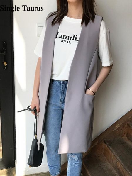 vests korean open stitch simple women coat vests vneck fashion office lady chalecos para mujer grey black pockets colete feminino, Black;white
vests korean open stitch simple women coat vests vneck fashion office lady chalecos para mujer grey black pockets colete feminino, Black;white