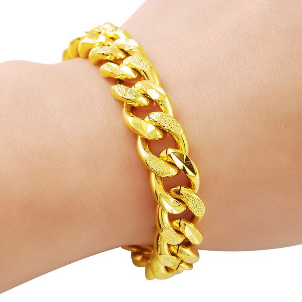 beaded 24k yellow gold bracelet plated vintage classic 9mm frosted chain colorful women men party jewelry 230422, Black
beaded 24k yellow gold bracelet plated vintage classic 9mm frosted chain colorful women men party jewelry 230422, Black