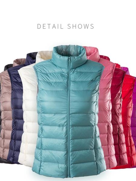parkas ultra light slim down coat women autumn stand collar thin jacket windproof warm waistcoat sleeveless portable duck down vest, Black
parkas ultra light slim down coat women autumn stand collar thin jacket windproof warm waistcoat sleeveless portable duck down vest, Black