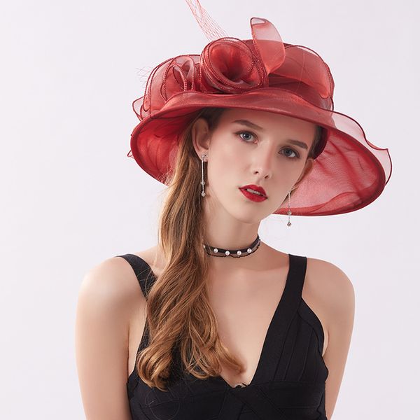 women formal flower wedding hat ladies organza hats kentucky derby sun visor wide brimmed bucket cap fashion church headwear, Blue;gray
women formal flower wedding hat ladies organza hats kentucky derby sun visor wide brimmed bucket cap fashion church headwear, Blue;gray