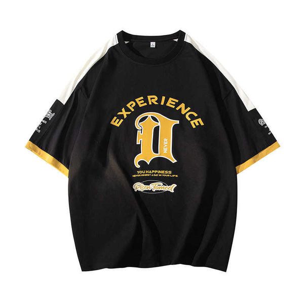 men and women t-shirtsnew american men's t-shirt with contrasting color patchwork printing short sleeved couple round neck versatile to, White;black
men and women t-shirtsnew american men's t-shirt with contrasting color patchwork printing short sleeved couple round neck versatile to, White;black