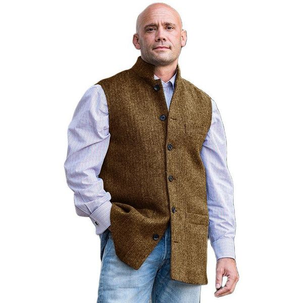 blazers men's suit vests vintage wedding vest brown stand collar 2 pocket herringbone wool tweed business waistcoat for groomman 2022, White;black
blazers men's suit vests vintage wedding vest brown stand collar 2 pocket herringbone wool tweed business waistcoat for groomman 2022, White;black