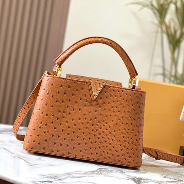 capucines handbags tote bag plain crossbody bags ostrich pattern long strap bottom nail golden hardware fashion letters women shoulder bags
capucines handbags tote bag plain crossbody bags ostrich pattern long strap bottom nail golden hardware fashion letters women shoulder bags