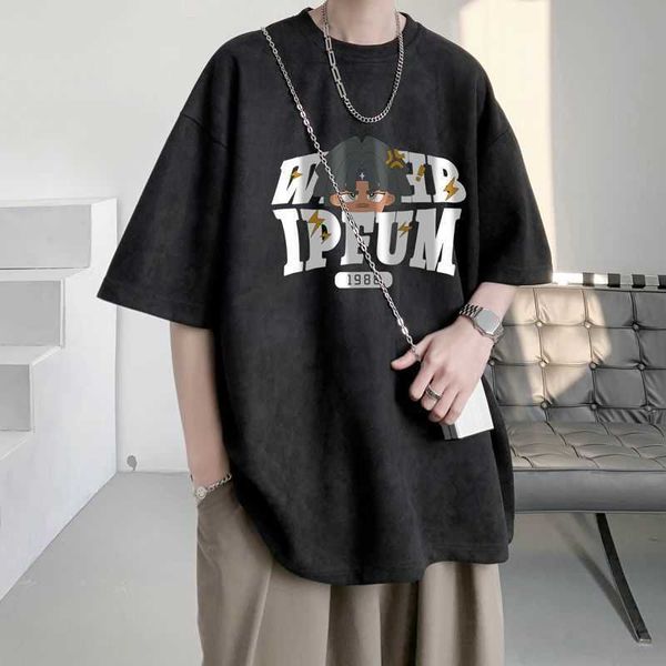 suede short sleeved men's summer trendy hip-hop half sleeved t-shirt american ruffian handsome loose fitting t-shirt clothes, White;black
suede short sleeved men's summer trendy hip-hop half sleeved t-shirt american ruffian handsome loose fitting t-shirt clothes, White;black