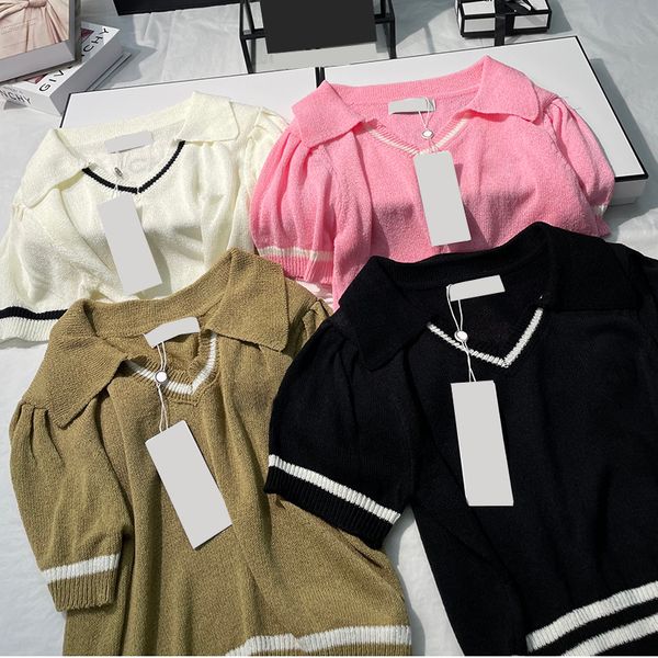 women knit t shirt summer sweater polo shirt ladies designer shirt tee 4 colors breathable shirts breathable casual shirt, Black
women knit t shirt summer sweater polo shirt ladies designer shirt tee 4 colors breathable shirts breathable casual shirt, Black