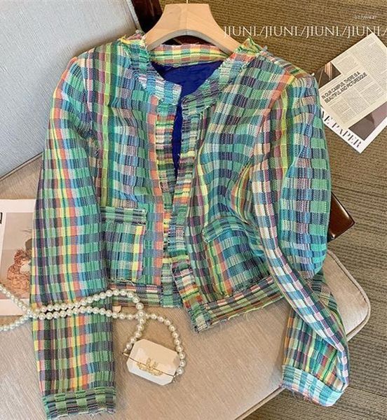 Women's Suits Colorful Woven Plaid Jacket For Women 2023 Niche Style Retro Korean Sweet Top, Clear
Women's Suits Colorful Woven Plaid Jacket For Women 2023 Niche Style Retro Korean Sweet Top, Clear