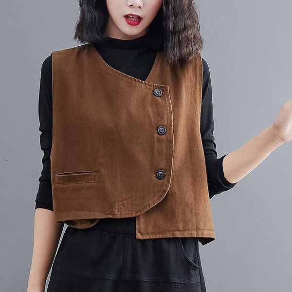 vests spring autumn women's new sleeveless loose vest fashion versatile outerwear jacket female vintage short waistcoat black clothing, Black;white
vests spring autumn women's new sleeveless loose vest fashion versatile outerwear jacket female vintage short waistcoat black clothing, Black;white
